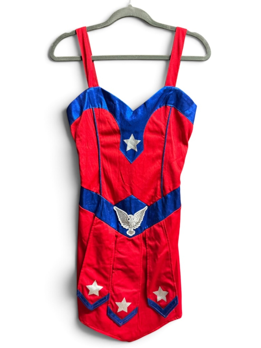 Women’s Superhero Costume Dress Medium 8-10 Red Blue Halloween Cosplay